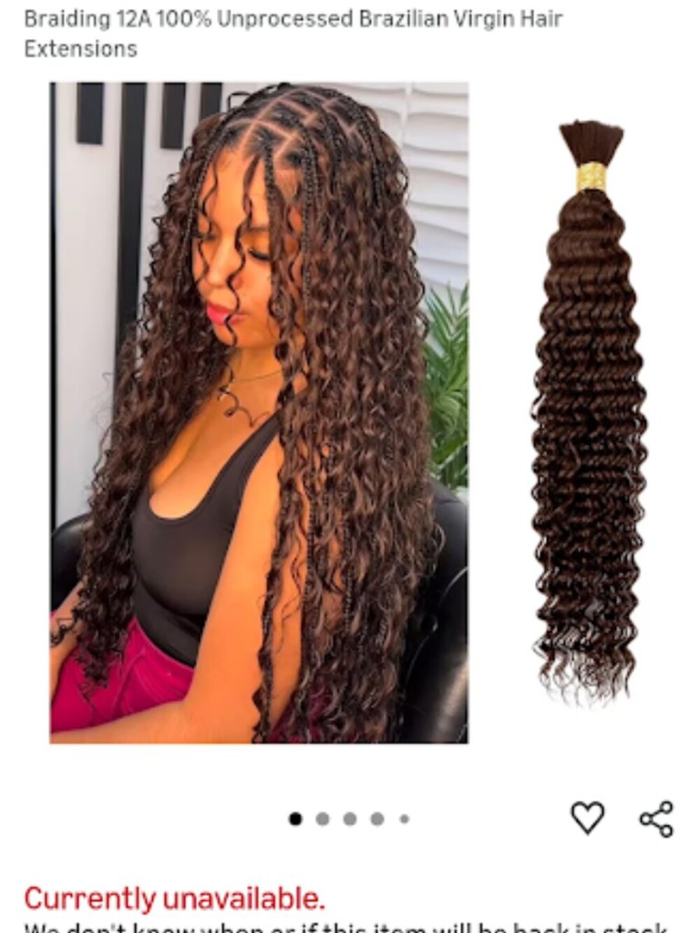 Chocolate Brown Human Braiding Hair for Boho Braids 50g 1 Bundle Deep Wave